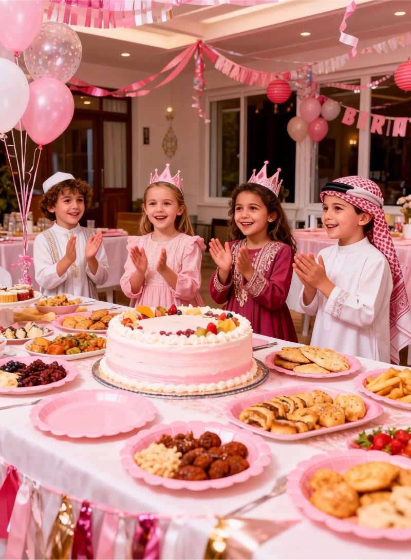 هومار كيت مجموعة 60 طبقًا ورقيًا ورديًا للاستخدام مرة واحدة، تتضمن 30 طبقًا مقاس 9 بوصات و30 طبقًا مقاس 7 بوصات، مثالية لحفلات أعياد الميلاد، وحفلات الزفاف، وحفلات استقبال المولود، وعيد الحب، وعيد الأم. أطباق ملونة ومتينة مناسبة لحفلات أعياد الميلاد، وحفلات الزفاف، وحفلات استقبال المولود، وعيد الحب، وعيد الأم. - Image 4